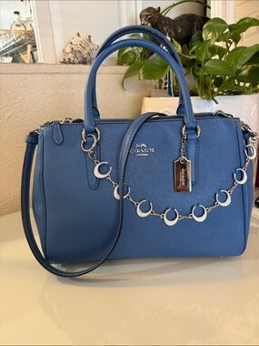 Coach Surrey Carryall in denim blue medium crossbody/top handle bag